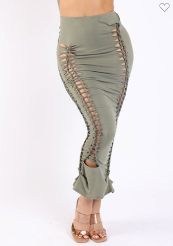 Die cut (maxi skirt) Olive