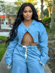 Denim crop jacket