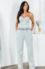 Washed denim set