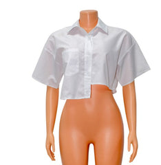 White collar crop shirt