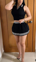 Pleaded skirt set ( black)