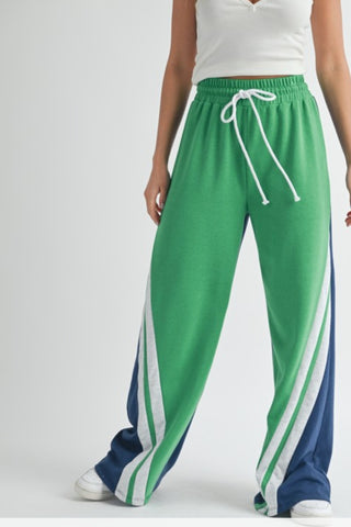 Green wideleg joggers