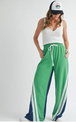 Green wideleg joggers