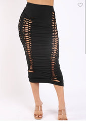 Die cut maxi skirt (black)