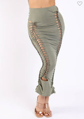 Die Cut Maxi Skirt (Olive)